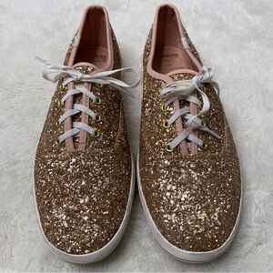 KEDS X Kate Spade Women’s Champion Glitter Rose Gold Sneakers Shoes Size 10